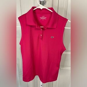 Vineyard Vines Performance Polo Tank Girl’s Large Top 14 L Hot Pink Sleeveless